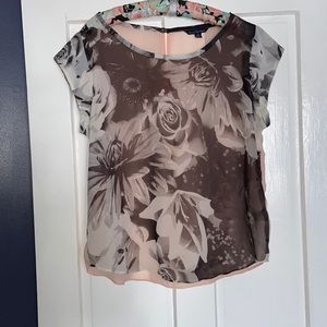 American Eagle Floral Mesh Top Size Large